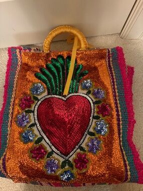 Hand made sequin tote bag